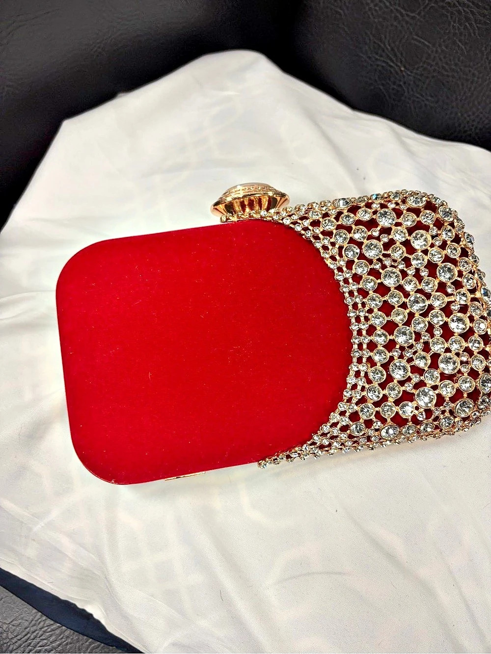 Crystal Embellished Red Clutch